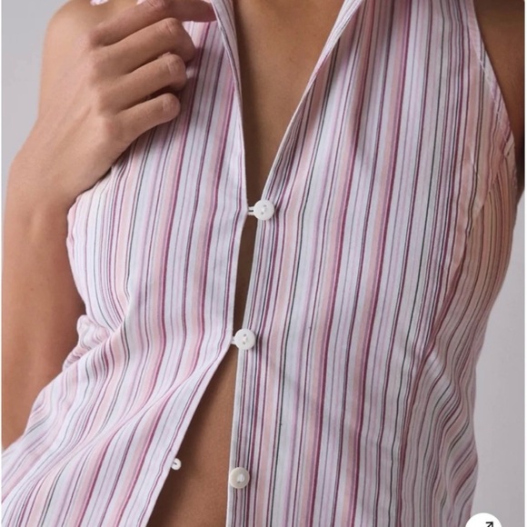 NWT Urban Outfitters Party Girl Cotton-Blend Button Down Sleeveless Shirt - Picture 3 of 6